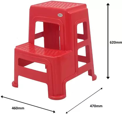 Supreme Stepper Stool (Red) (Teak wood) (G,Brown)